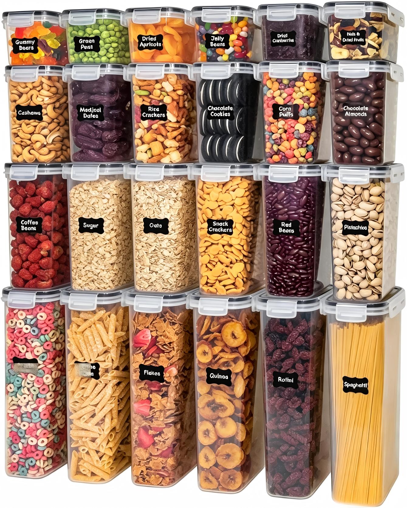 Food Snacks That Are Black - Voedselbewaarcontainers met deksels, 24-delige set (meerdere