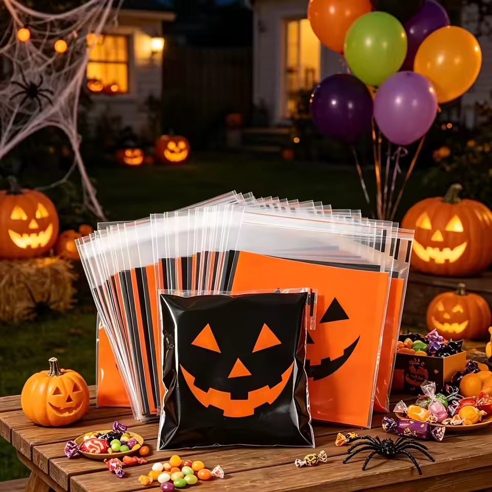 Food Snacks That Are Black - 50/100 stuks Halloween Zwart-Oranje Boze Pompoen