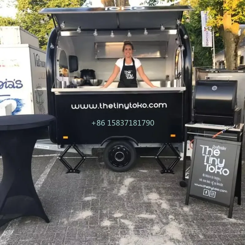 Food Snacks That Are Black - Kleine foodtrucktrailer zwart, op maat gemaakte