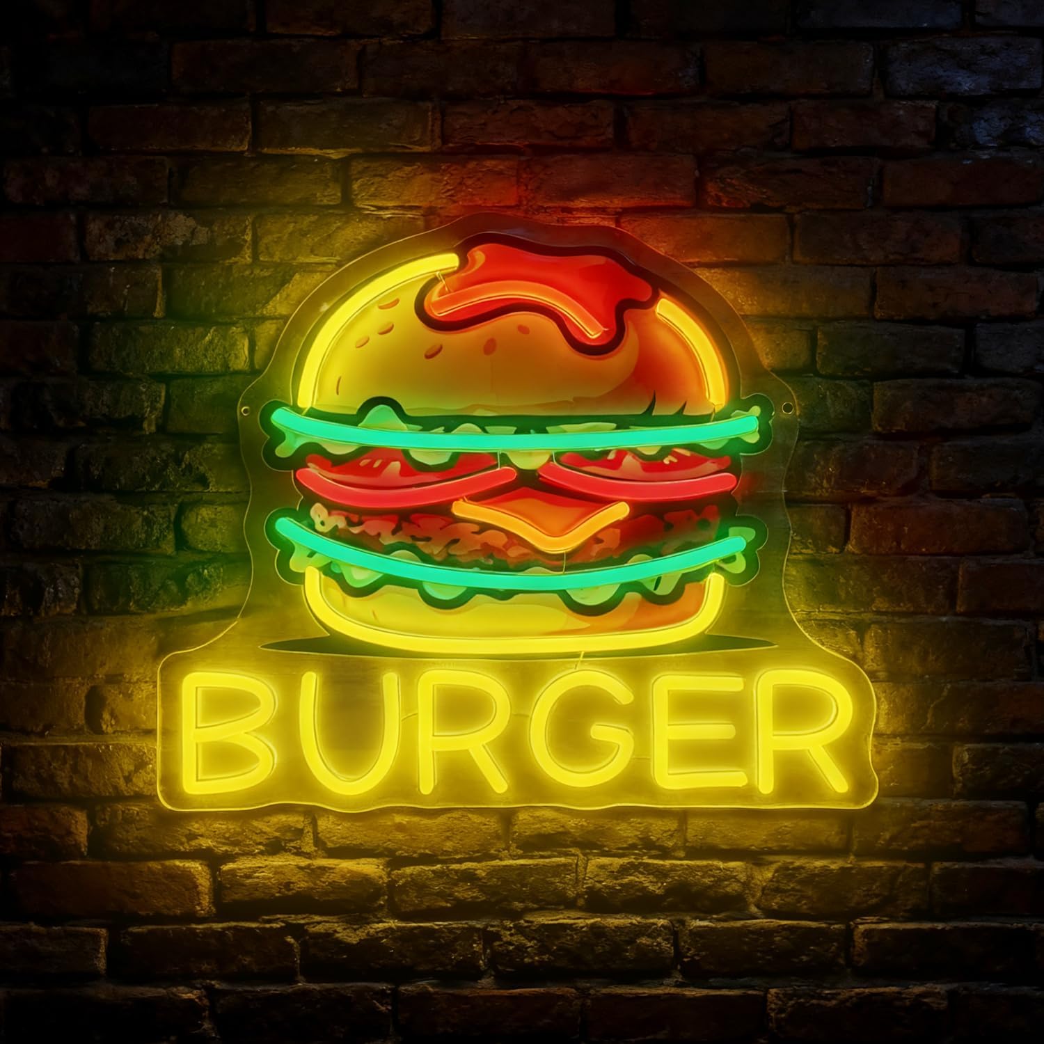 Food Snacks Restaurant - Burger Neon Sign, LED Hamburgerborden voor