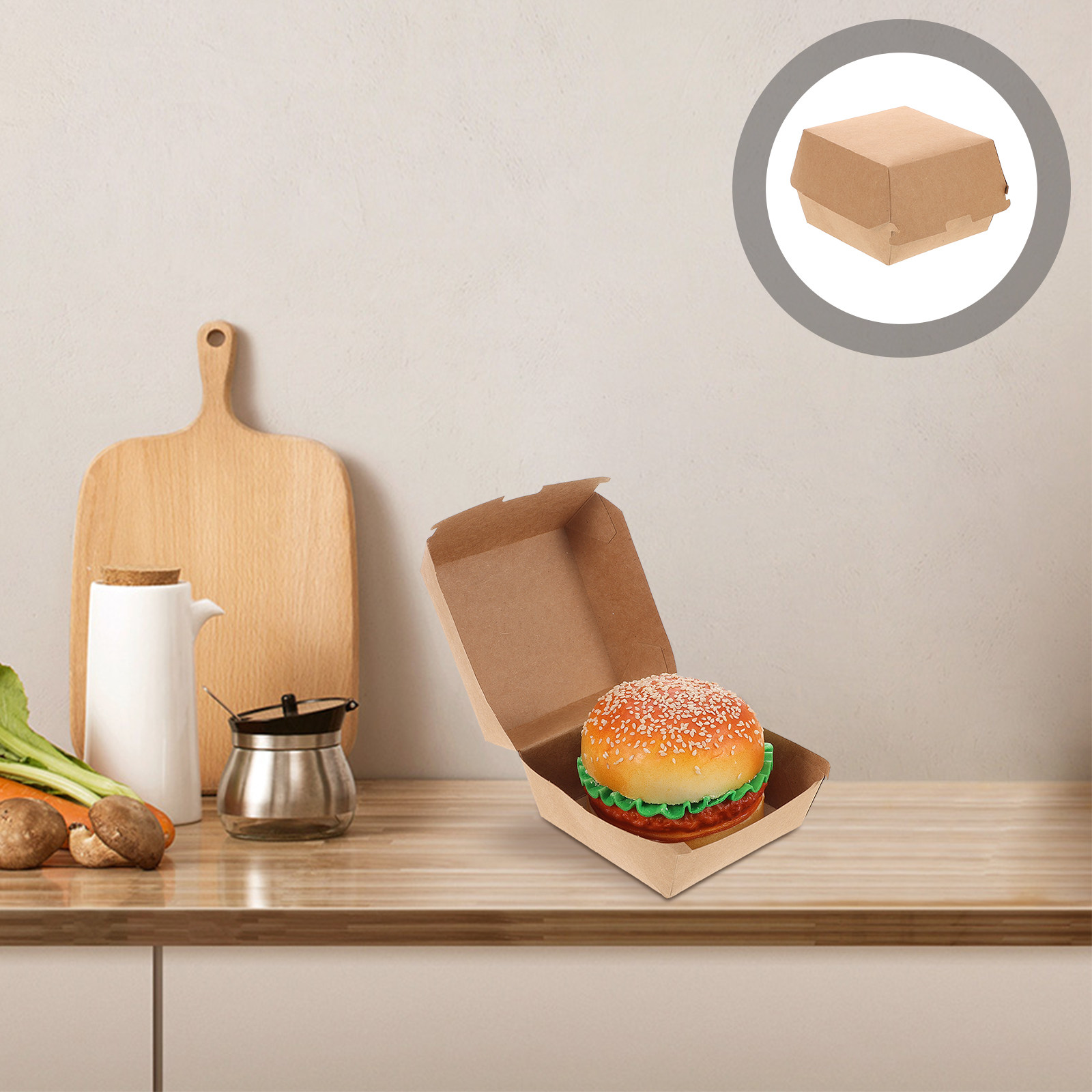 Food Snacks Packaging - 30 stuks hamburgerdozen van kraftpapier, voedselveilige