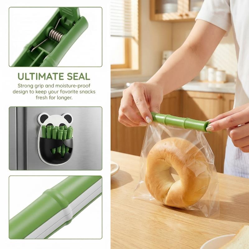 Food E Snacks - 12 stuks Panda voedselclips, sluitklemmen voor