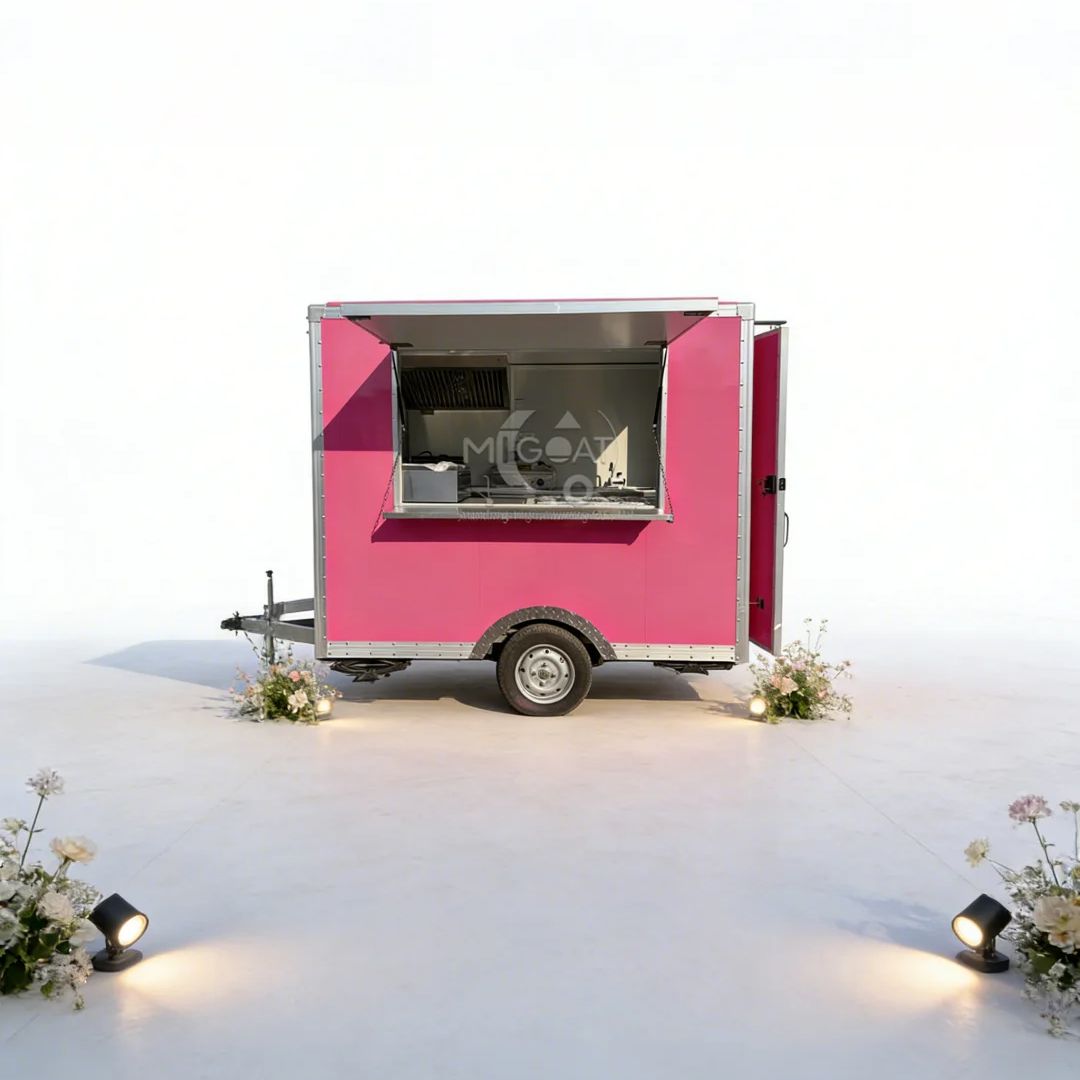 Food E Snacks - Trendy roze mobiele foodtruck, buitenkraam voor