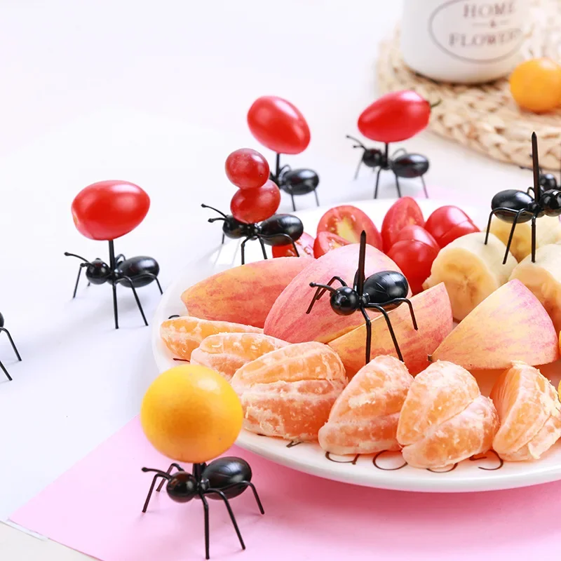 Food Snacks That Are Black - 112 stks/set Zwarte Mieren Tandenstoker Fruit