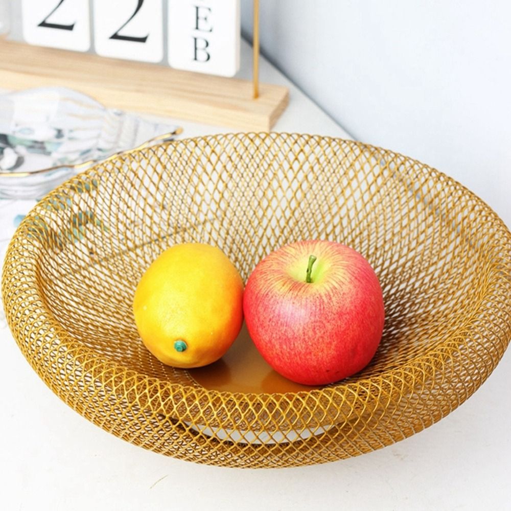 Food Snacks That Are Black - Zwart/gouden ijzeren kunstfruitmand Ronde holle mesh