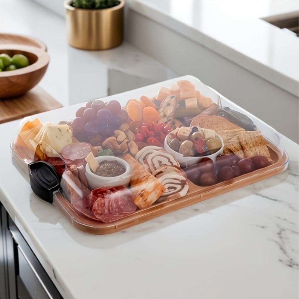 Food Snacks In Japan - Houten snackplateau met compartimenten, vierkant, huishoudelijk,